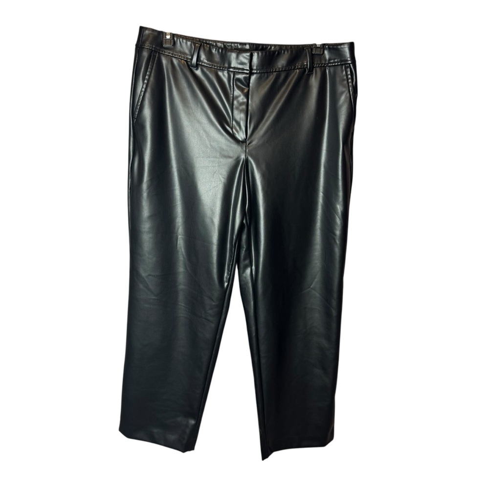 Talbots Faux Leather Black Crop Pants 16